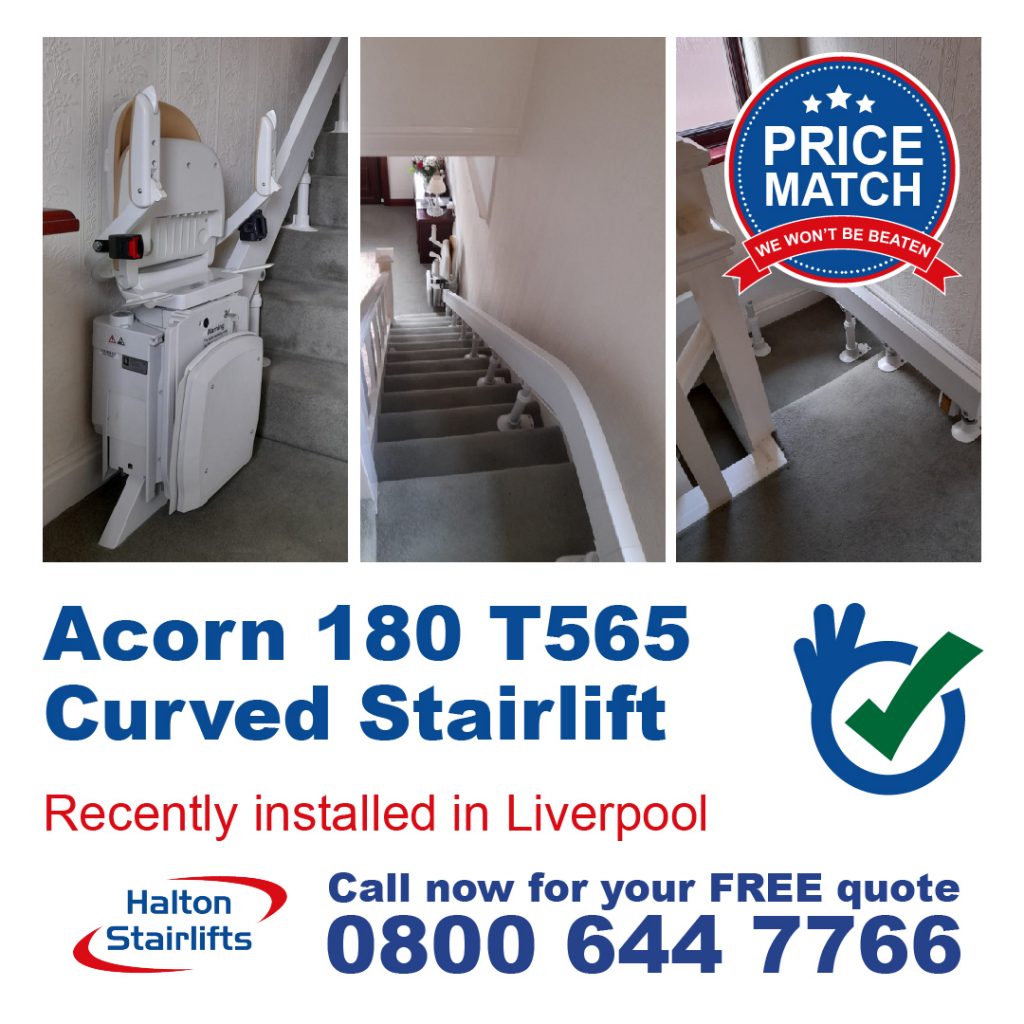 Acorn 180 T565 Curved Stair Lift For Curved Stair Cases Fully Fitted In Garston In Merseyside Liverpool