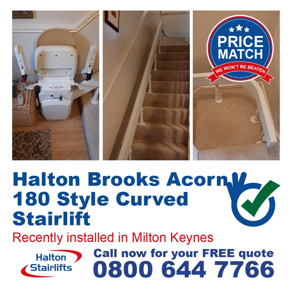 Halton Brooks Acorn 180 Style Curved Chair Lift Fully Installed In Milton Keynes