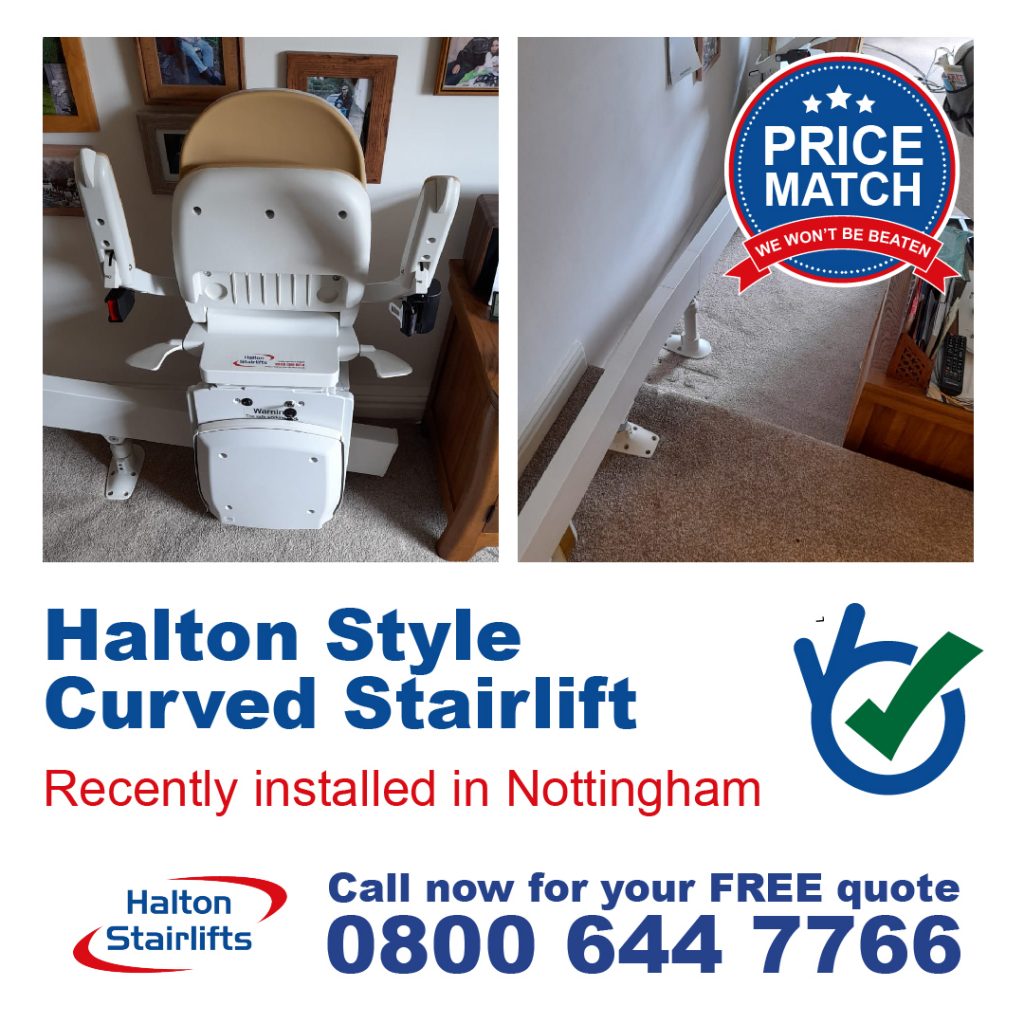 Halton Style Curved Chair Lift Stairlift One Step Lift Fully Fitted In Nottingham