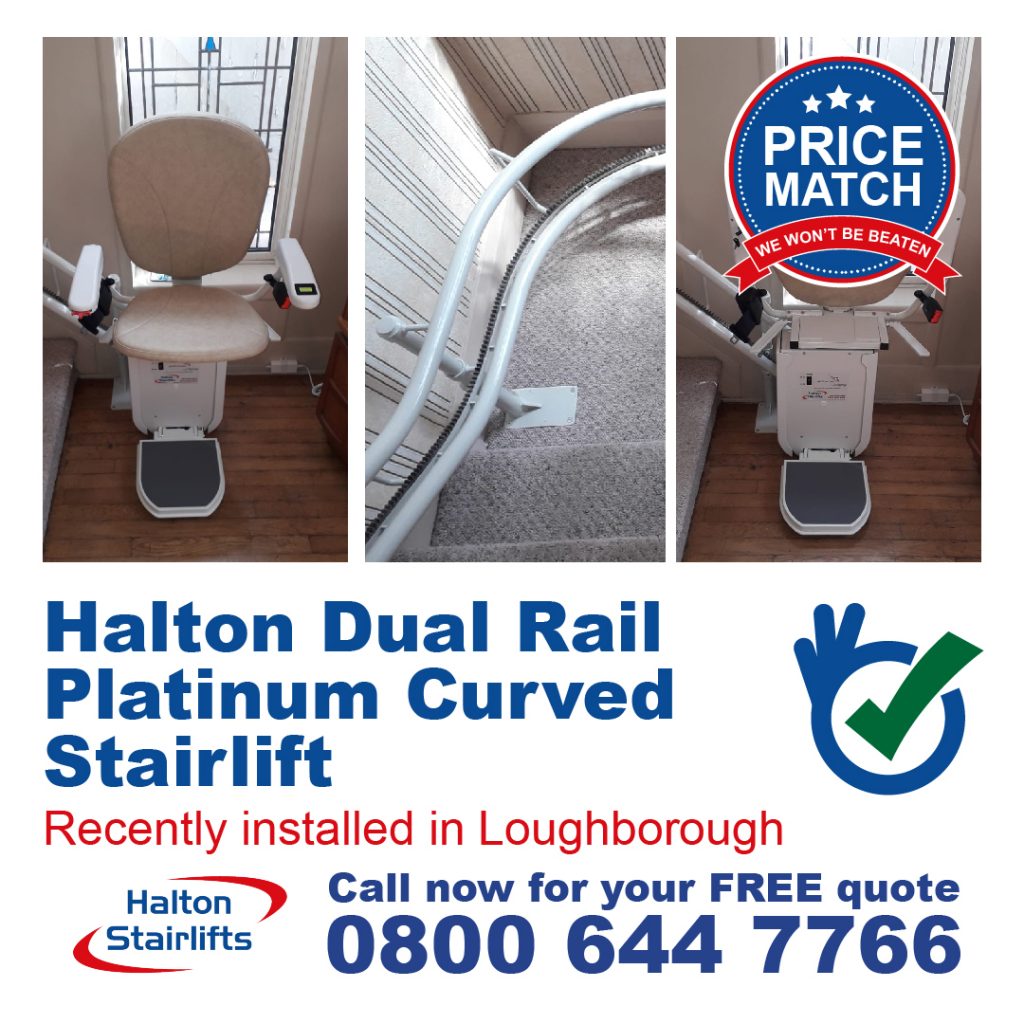 Halton Dual Rail Platinum Curved Stairlift For Curved Staircases Fully Fitted In Loughborough-01