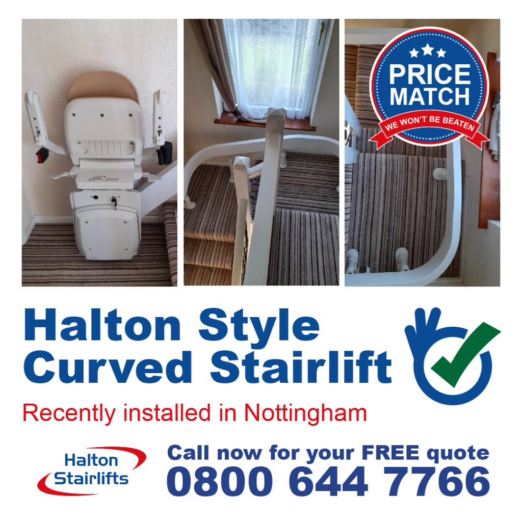 Acorn Slimline Curved Stairlift Standard Start Finish 180 External Bend Chairlift Nottingham-01