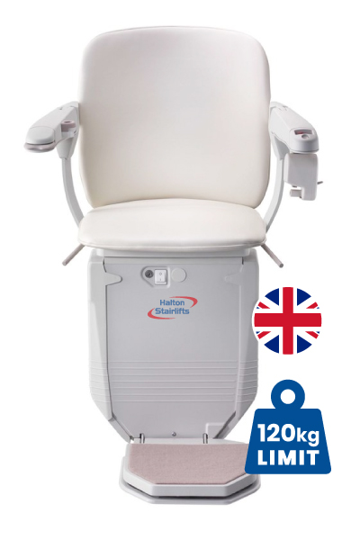 Halton Acorn 130 Slimline Straight Stairlift with atlantic blue coloured seat